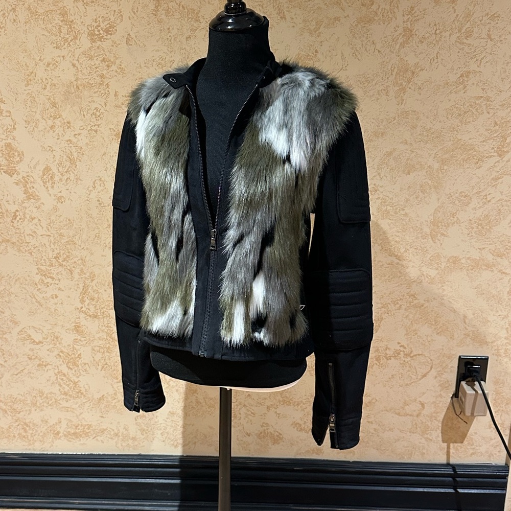 BCBGMAXAZRIA - Dimitri- Faux Fur & Black Suede Jacket/Vest